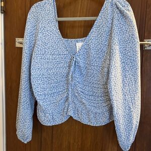 H&M Light Blue Floral Blouse